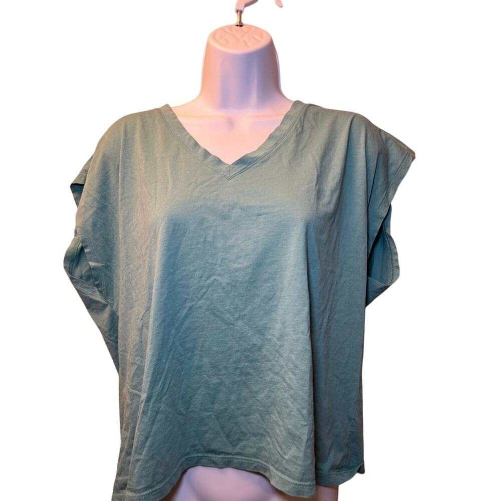 Nordstrom Mint Green V-Neck Oversized Tee Size L | Soft Casual Top